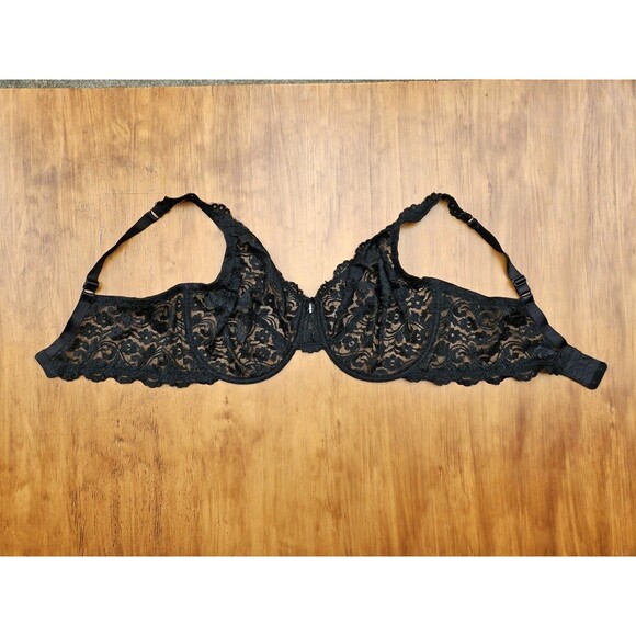 Smart & Sexy 44DD Black Signature Lace Full Coverage Unlined Underwire Bra SA814 - Picture 5 of 5